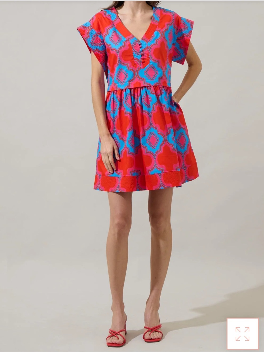 Sugarlips Devany Mix Media Jolene Short Sleeve Trapeze Mini Dress. Size Small. - Picture 14 of 14